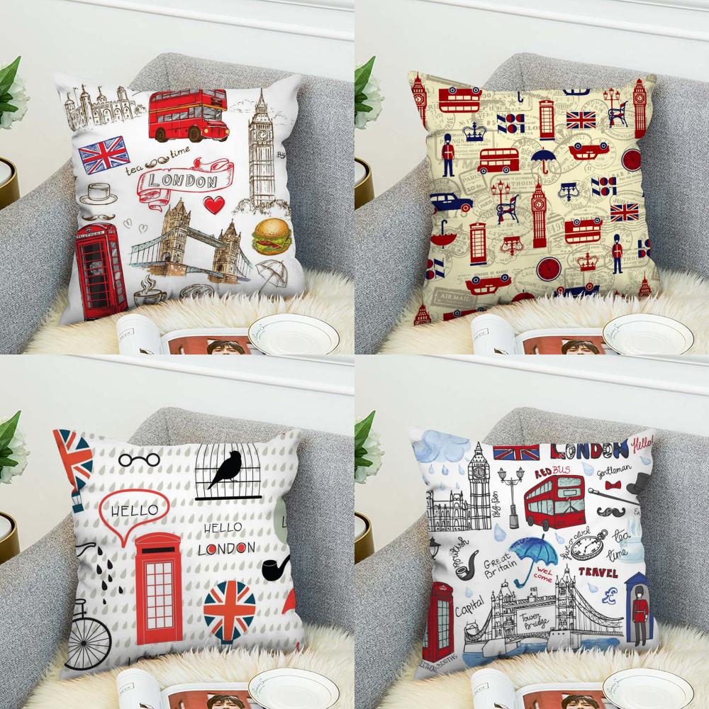 LOVE England Printed Pillow Case For Car Sofa Decorative Home Doublesided Print Plush Square Throw Pillow Cushion Cover