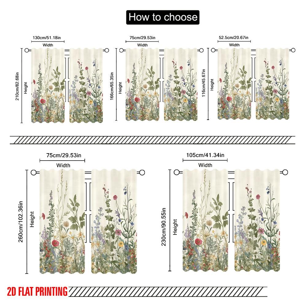 2 Stück, 2D-Flachdruck Beliebte Vorhänge Wildblumengarten Vielseitiger Polyesterstoff (ohne Stange) Außendekorationen für