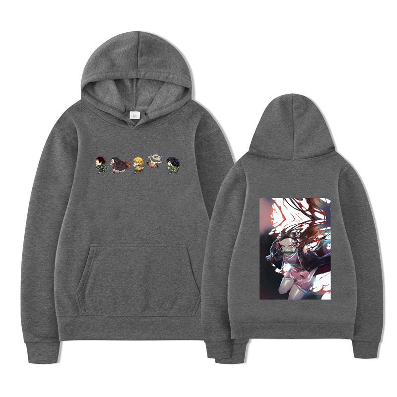 Autumn Winter Japanese Anime Hoodie Sweatshirt Print Letter Oversize Pullover Casual Fashion Street Long Sleeved Top
