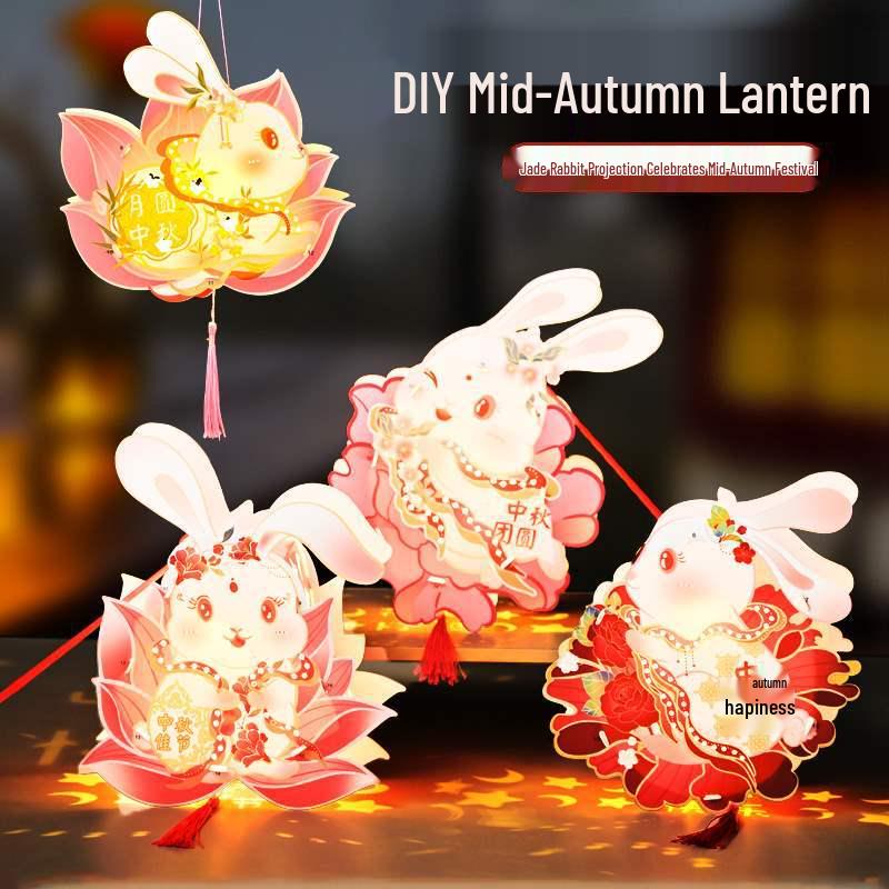 Mid-Autumn Festival Luminous Rabbit Flower Lantern DIY Kit for Kids