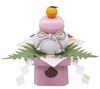 Osaka Choseido Kagami Mochi Red and New Year Includes a Free Original Wooden Tag (Mirror Mochi) Ornament, White, Chirimen, 14.5cm Tall, Decoration,