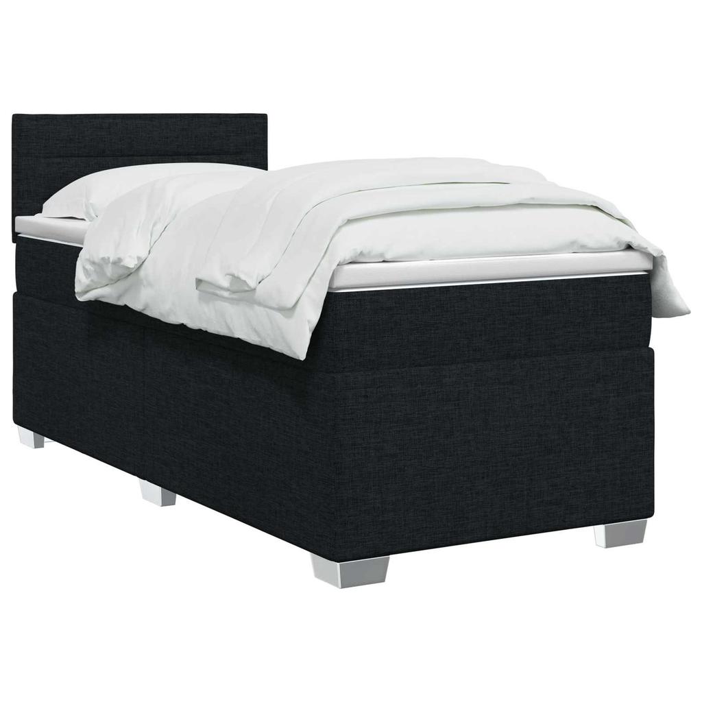 Box Spring Bed with Mattress Black 80 X 200 Cm Fabric