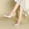 1-Sexy suede bow rhinestone single shoes women's winter new pointed stiletto high heels