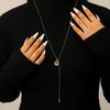 Collana Giraso Dorato Occhio di Tigre per Donna - Catena Retro per Maglione con Accessori Estrabili Melange