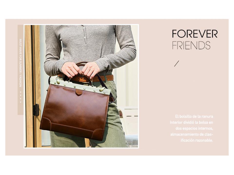 Women's Genuine Cowhide Leather Handbag - Handmade Shoulder & Crossbody Bag with Metal Buckle