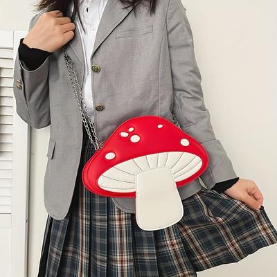 Mushroom Shaped Crossbody Bag Kawaii Chain Shoulder Bag PU Leather Lovely Coin Purse