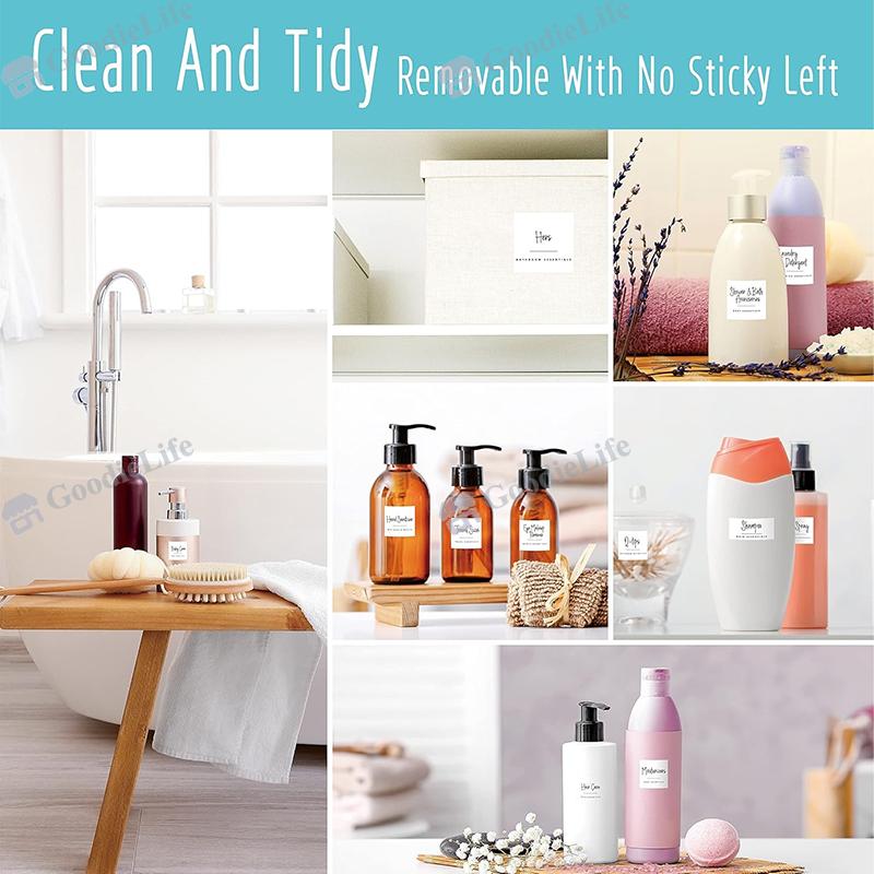 Waterproof Bathroom Stickers 189pcs Black Oil Resistant Labels for Storage and Cosmetic Categorization