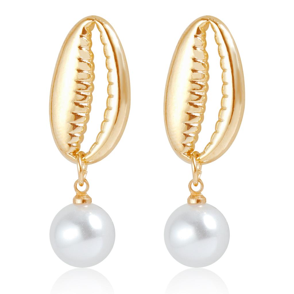 Beach Wind Simple Creative Starfish Conch Earrings Ocean Series Highlight Pearl Earrings