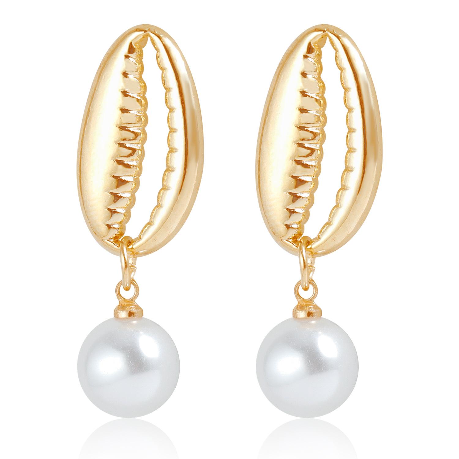 

Beach Wind Simple Creative Starfish Conch Earrings Ocean Series Highlight Pearl Earrings