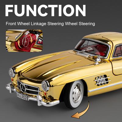 1:24 Scale 300SL S320 Sports Car Model Toy Sound Light Doors Opened Wgeel Steering Pull Back Vehicle Children's Interactive Toys