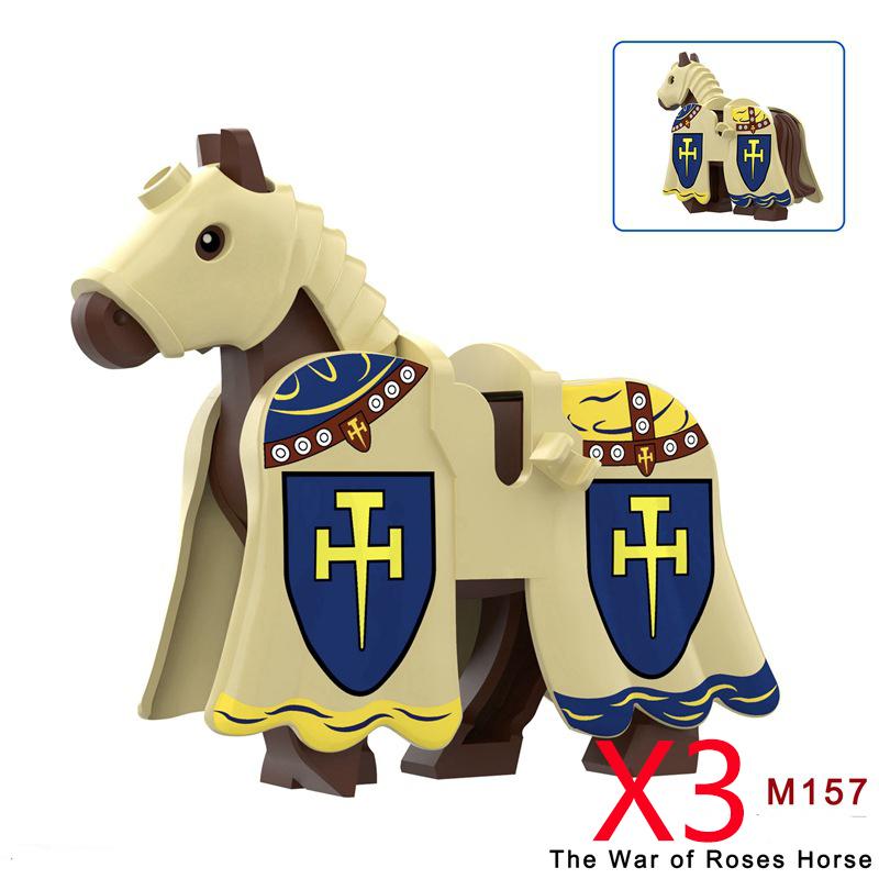 Military Building Blocks Medieval Solider Knights Equipments Mount War-Horse Wolf Flag Vests Shields Fiery Dragon Mini Blocks