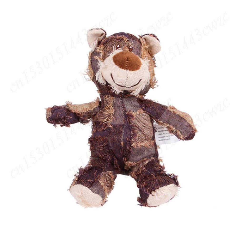 Bear Dog Squeak Chew Toy Interactive Plush Dog Toy Unbreakable Plush Puppy Toy for Small Medium Dogs