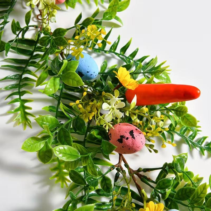 Easter Artificial Garland Ready-To-Hang Green Plant Vine Colored Egg Garland Vibrant Easter Egg Wreath For Doorway Wall Table 175cm
