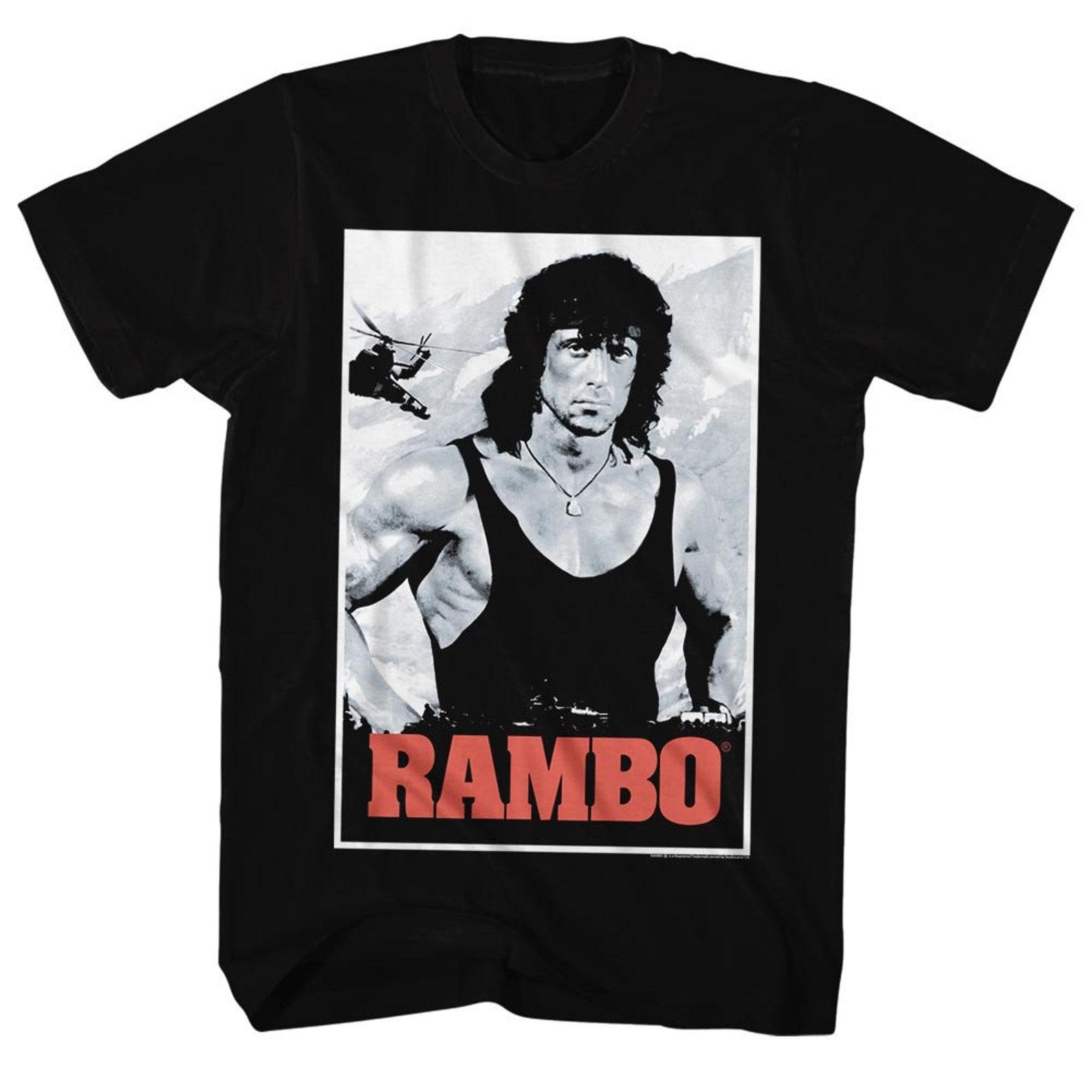 Rambo Black And White Black Adult T-Shirt S