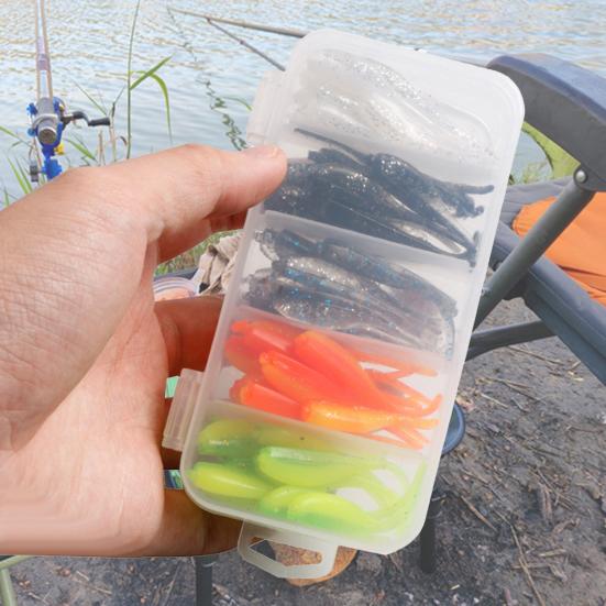 50 Stück/Box Kunststoff Angelköder Lebendig Verschleißfest Nadel Schwanz Weichköder zum Angeln