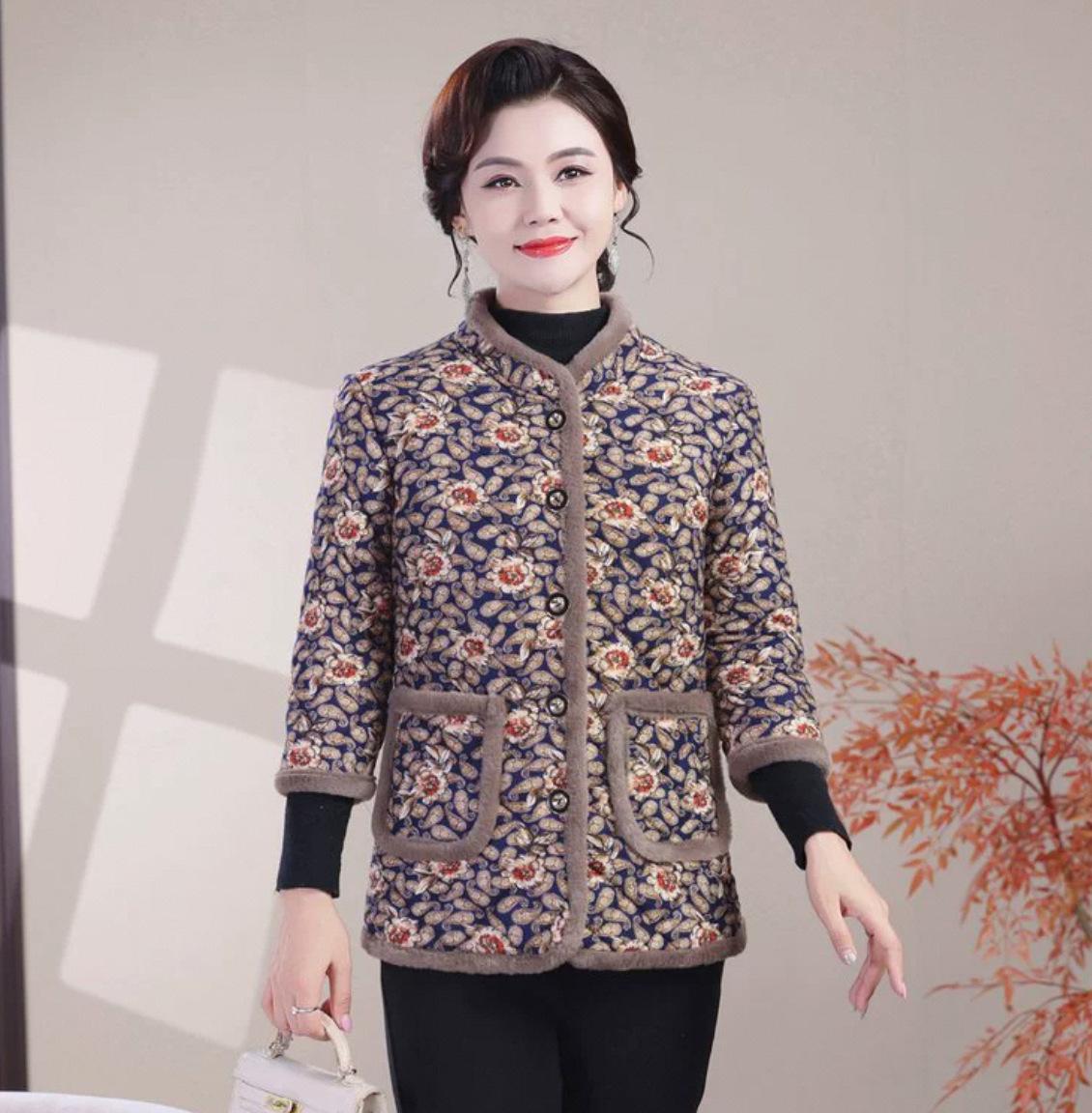 

Women s Thickened Winter Cotton Coat with Fleece Lining - Warm and Stylish for Middle-Aged and Elderly 4XL (135-150 jin)