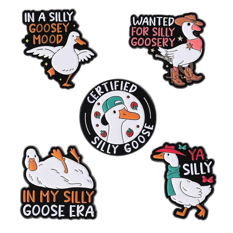 5-7PCS/SET Enamel Pins Custom Silly Goose Club Brooches Lapel Badges Clothes Animal Jewelry Gift for Friends