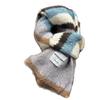 Mohair striped scarf women's autumn and winter thickened warm imitation cashmere shawl contrasting color versatile couple scarf men