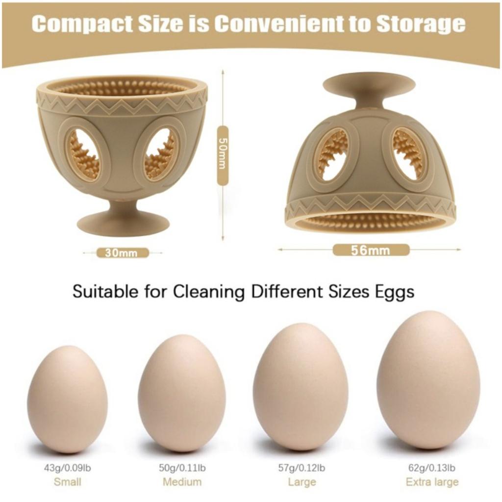 Silicone Egg Cleaning Brush, Dual-Head Egg Washer Scrubber with Bristles, Food-Grade Kitchen Tool for Washing Eggshells