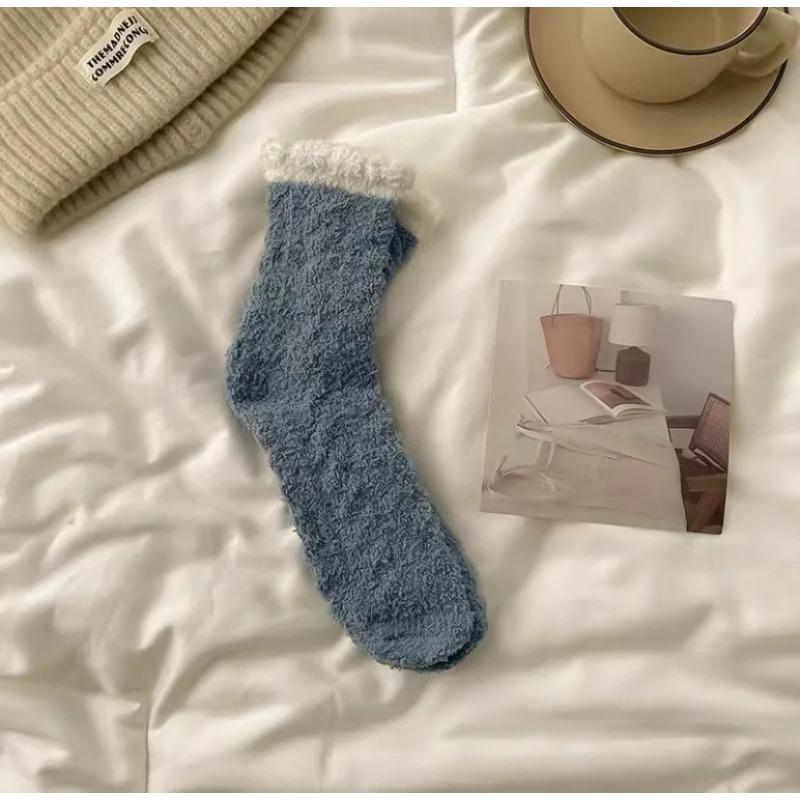 Vintervarme Fluffy Fuzzy Sokker Tykke Termisk Myk Kawaii Kaldmotstand Sokker Coral Fleece Gulv Sovestrømpe