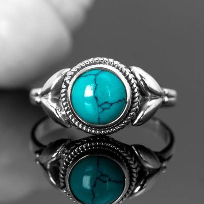 Mavi Turkuaz Yüzük, Turkuaz Yüzük, Kadınlar için Gümüş Yüzük, Taşlı İddialı Yüzük, Değerli Taşlı Boho Yüzük, Bohem Takı
