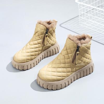 Snow Boots, Womens, Winter, Ankle Boots, Ladies, Warm, Fur Lined, Booties, Thickening, Shoes, Zip, Flat, Sneakers, Outdoor, Booties