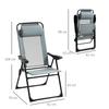 Folding Garden Chairs Set of 2, Portable Outdoor Patio Recliner Camping Chair with Adjustable Backrest, Grey