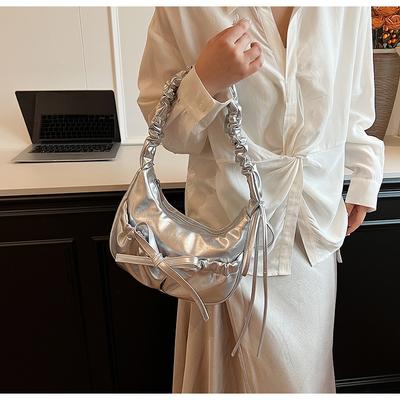Versatile Casual Pleated Lace Drawstring Design Crossbody Shoulder Bag Underarm Bag Niche Lazy Wind Dumpling Bag