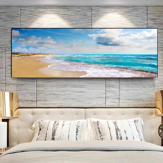 Landscape Beach Sunset Canvas Painting Nature Ocean Cloud Posters and Prints Wall Art Pictures Living Room Home Decor No Frame