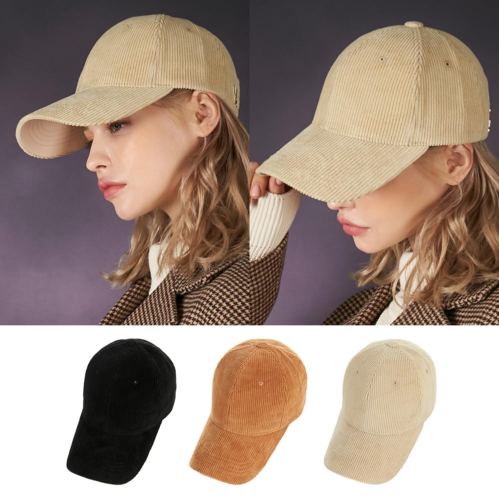 Gold point corduroy over fit ball cap Cream