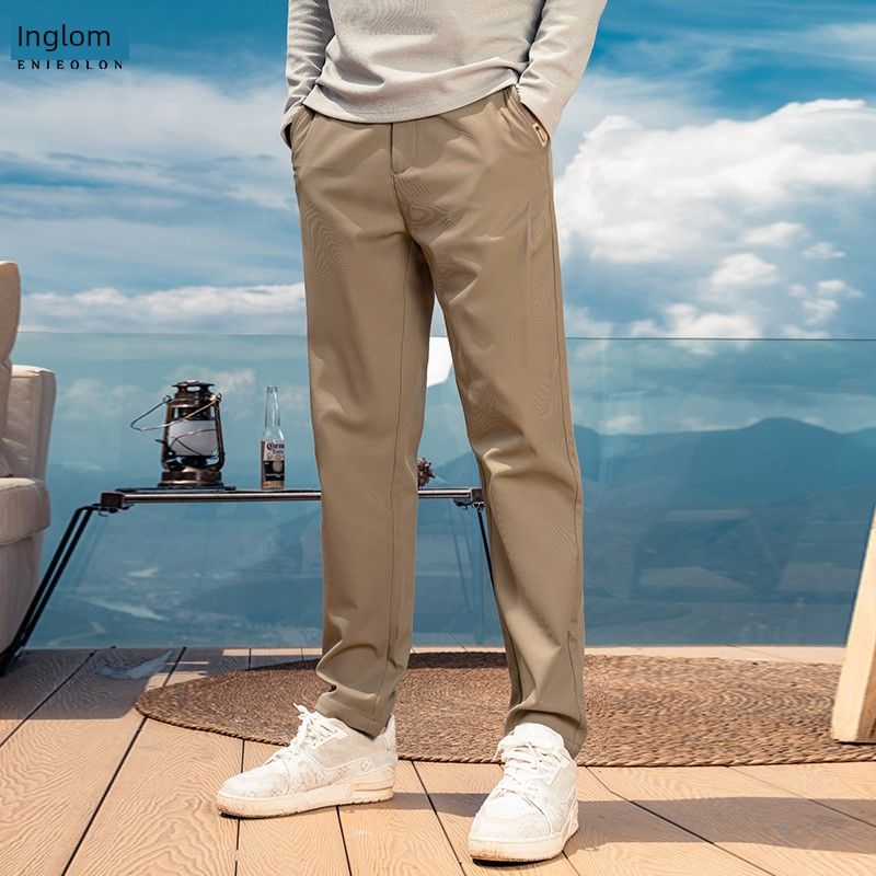

Yingjuelun 2025 Autumn and Winter New Casual Trousers Men s Straight Solid Color Pants Men s Slim Fit Versatile Tapered Pants Khaki EUR34