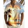 Men's Tropical Beach Printed Short Sleeved Shirt