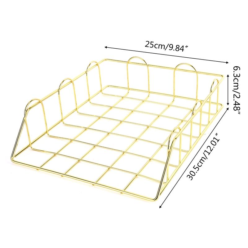 Modern Stackable Letter Tray Desktop Organizer Under Desk Hanging Organizer Metal Paper Tray for Women Men Student Staff
