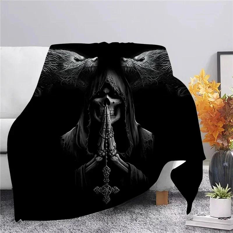 Viking Warrior Flannel Blanket,Warm Soft Cozy Throw Blanket For Bedroom Bed Sofa Travel,Teen Adult Black Home Decor Blanket Gift