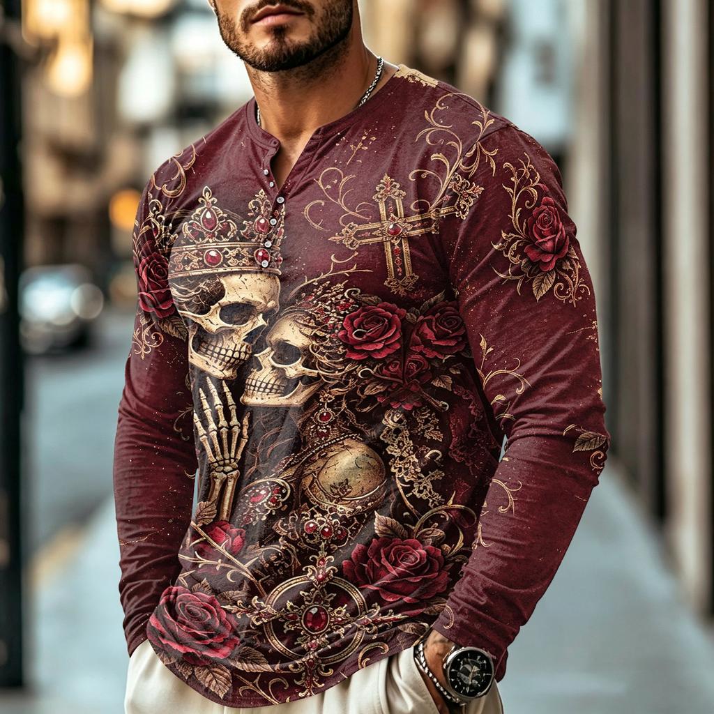 Men's Long Sleeve Shirt - Casual Vintage for Everyday Wear