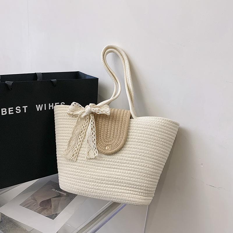 

Праздничная вместительная плетеная сумка-корзина для овощей 2024 года, новая пляжная сумка через плечо, соломенная сумка No silk scarf added