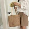 Yogodlns Women Hand Woven Tote Bag Solid Color Large Capacity Square Handbag Straw Shoulder Bag with Tassel Pendant