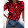 Women  Rose Floral Casual Holiday Print Short Sleeve Fashion Crew Neck Summer&Spring Harajuku  girls
