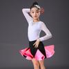 Girls' Exam Grade Latin Dance Costume Set - Long Sleeve Jumpsuit with Skirt for Autumn Practice
