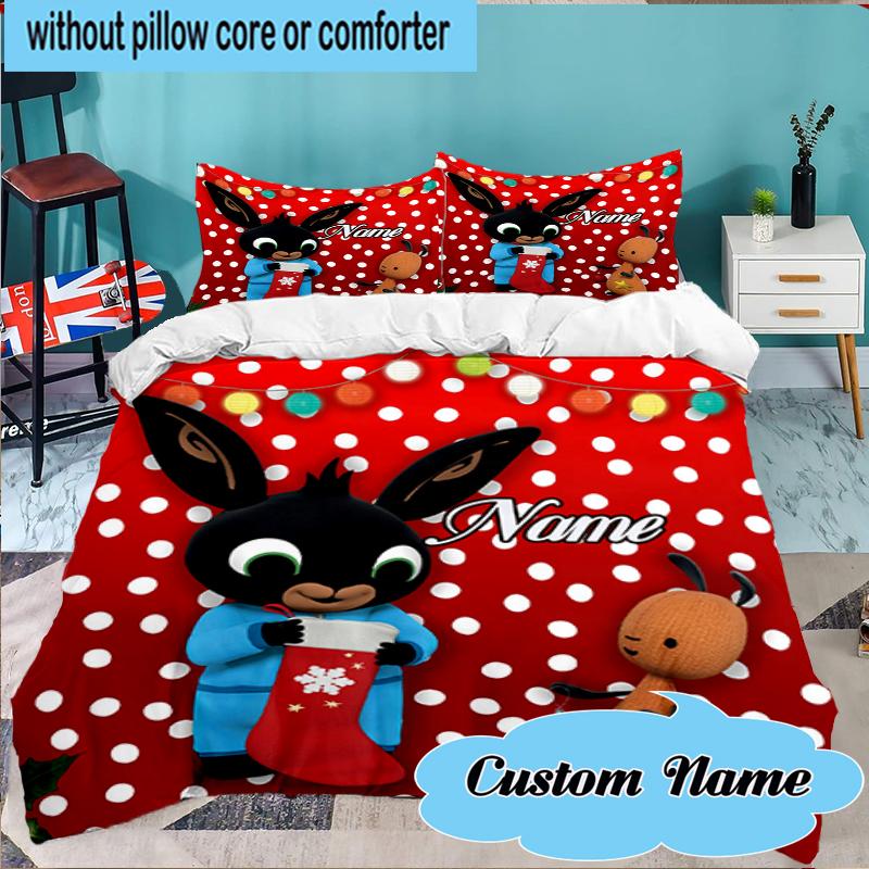 Juego de Ropa de Cama Personalizado Amigos Conejito Bing Aventura 3 Piezas, Juego de Cama Incluyendo 1 Funda Nórdica y 2 Fundas de Almohada para Dormitorio, Regalo para Dormitorio