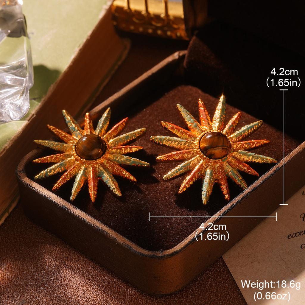 Retro Personality Fashion High Sense Metal Pearl Flower Enamel Painted Fringed Earrings Temperament Simple Ear