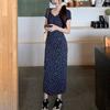 Fashion Bag Hip Long Short Dress Sexy Summer Vintage Broken Flowers Female Clothing Commute Elegant V-Neck Slim Waist Dresses