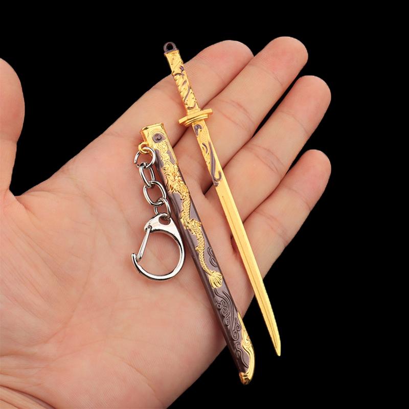 1Pcs Unopened Blade Pendant Keyring Zinc Alloy Metal  Of Famous Ancient Sword Keychain Charms Children'S Gifts