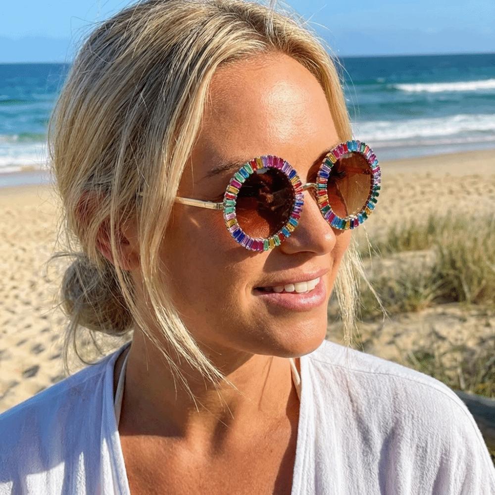 Modische Strassstein-Sonnenbrille Steampunk Damenbrille Praktische Strandparty-Sonnenbrille Reise