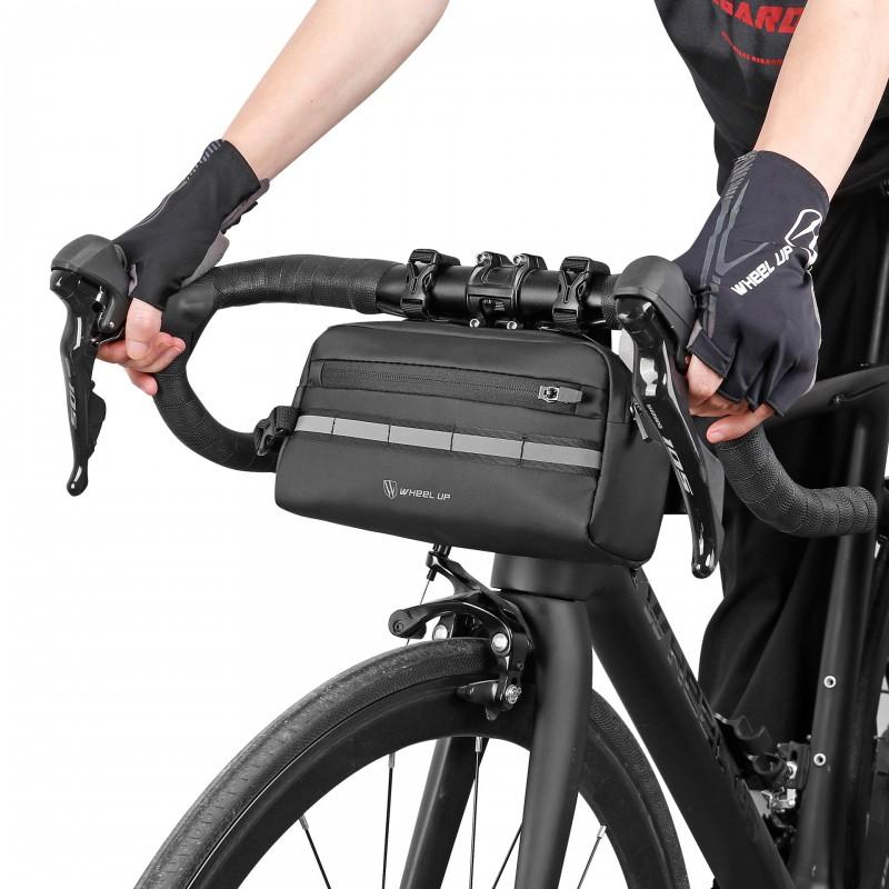Front Bicycle Handlebar Bag Mountain Bike Cycling Waterproof Storage Pouch With Zipper 2.3L Capacity Black Blue Yellow Beige