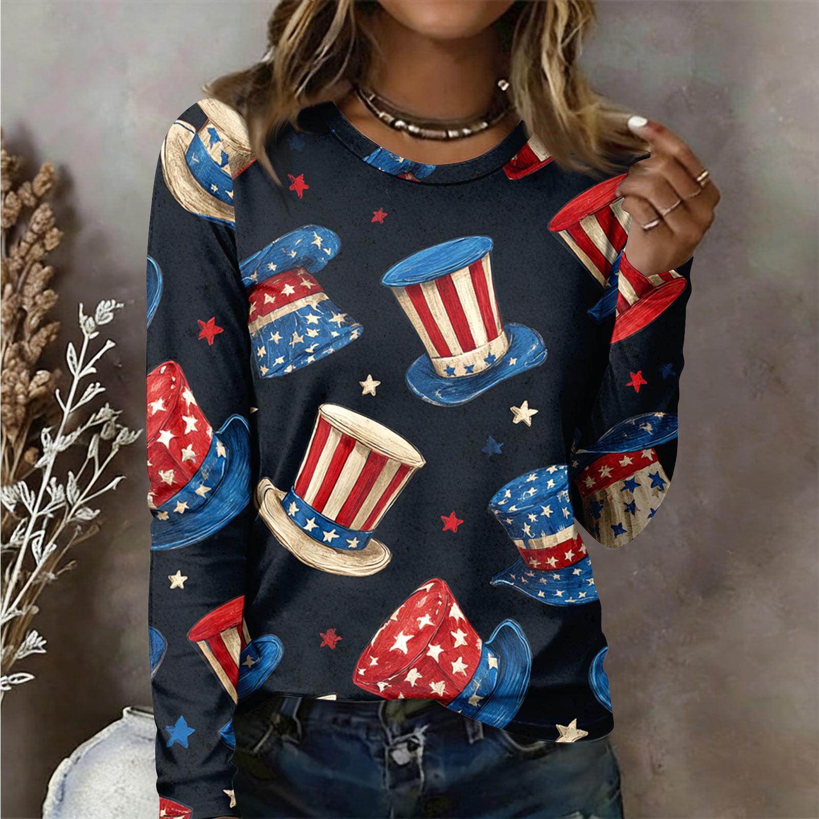 

Женская рубашка с длинным рукавом Женская повседневная футболка с круглым вырезом и длинным рукавом с принтом L синий