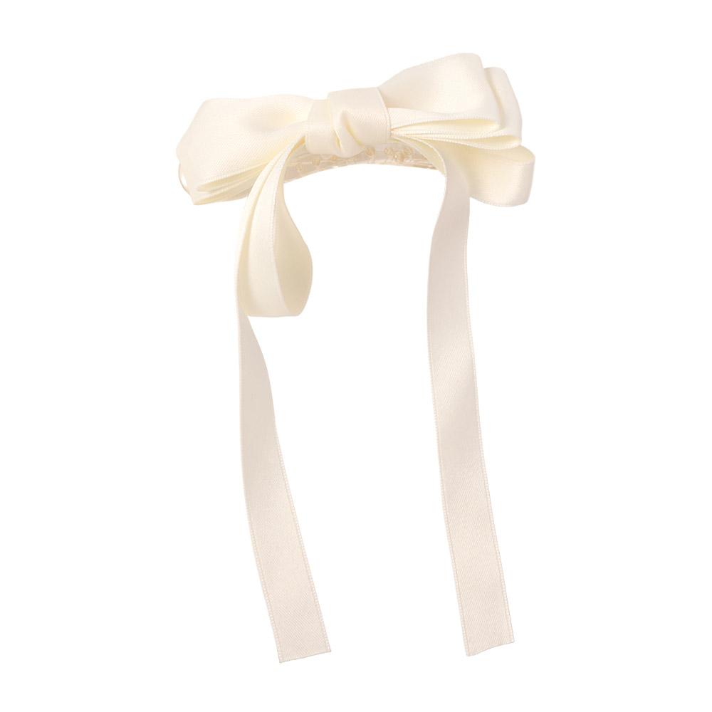 French Style Bow Ribbon Hair Clip Solid Color Temperament Satin Bow Hair Clip Princess Sweet Women Hairpin Hair Accessory бежевый