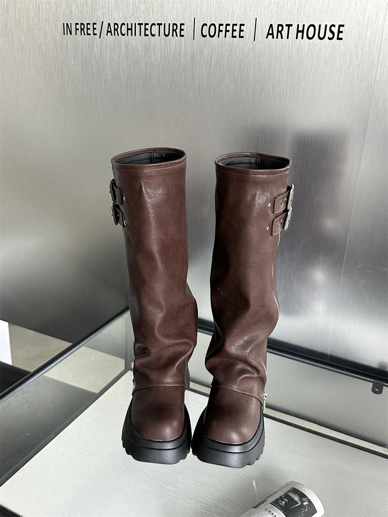 2025 new autumn and winter British Martin boots women's platform short boots small trouser boots stacking boots