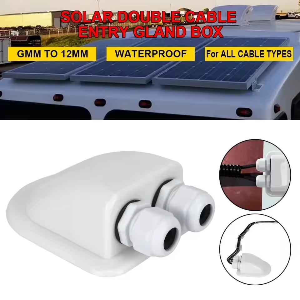 Double Wire Entry Gland Box Solar Panel Roof Wire Entry Gland Box Cable Motorhome White Double Hole RV Yacht Car Accessories New