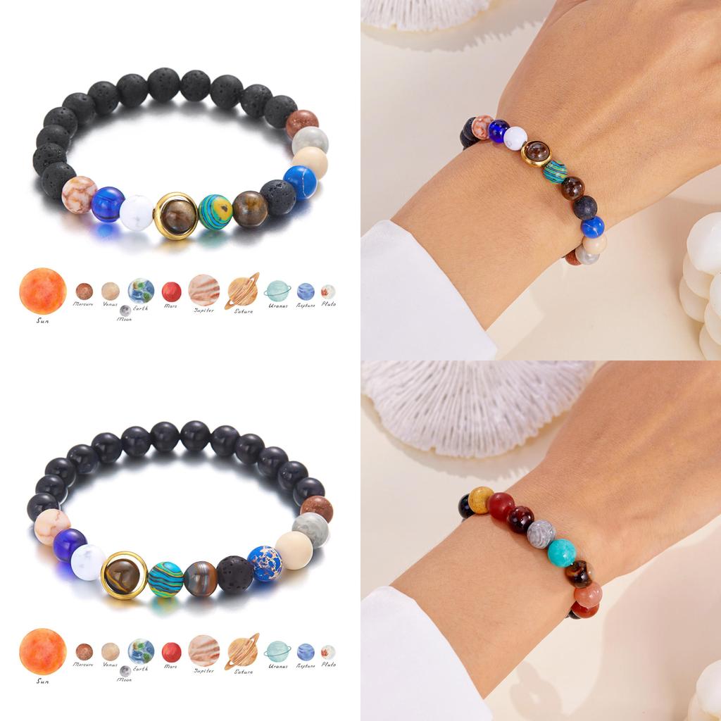 Zodiac Galaxy Beaded Bracelet With Natural Stones And Star Element For Men Women